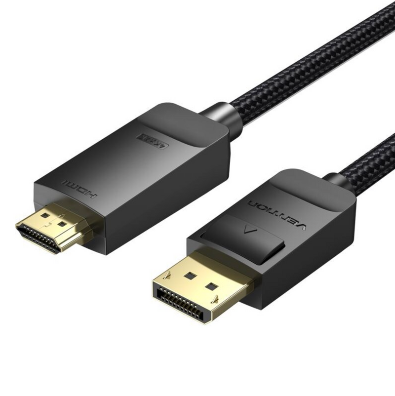 Vention Cotton Braided 4K DP Male to HDMI-A Male HD Cable 2M Black