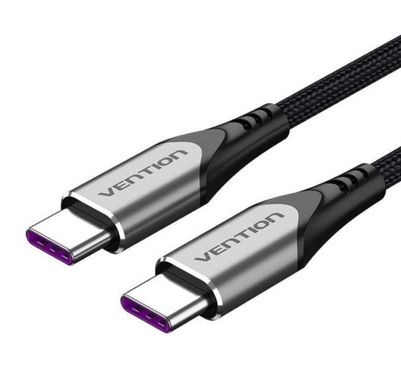 Vention USB 2.0 C Male to C Male 5A Cable 1M Gray Aluminum Alloy Type