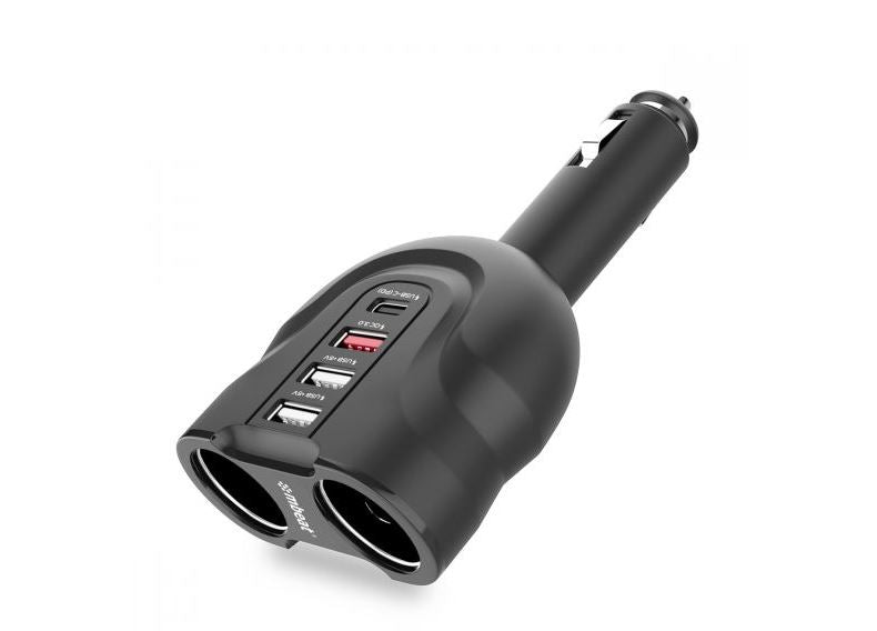 mbeat Gorilla Power 4 Port USB-C & QC 3.0 Car Charger with Cigar Lighter Splitter