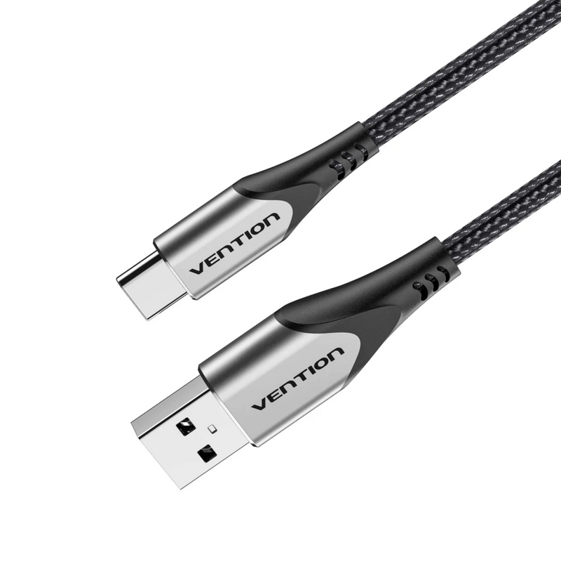 Vention Cotton Braided USB 2.0 A Male to C Male 3A Cable 1M Gray Aluminum Alloy Type