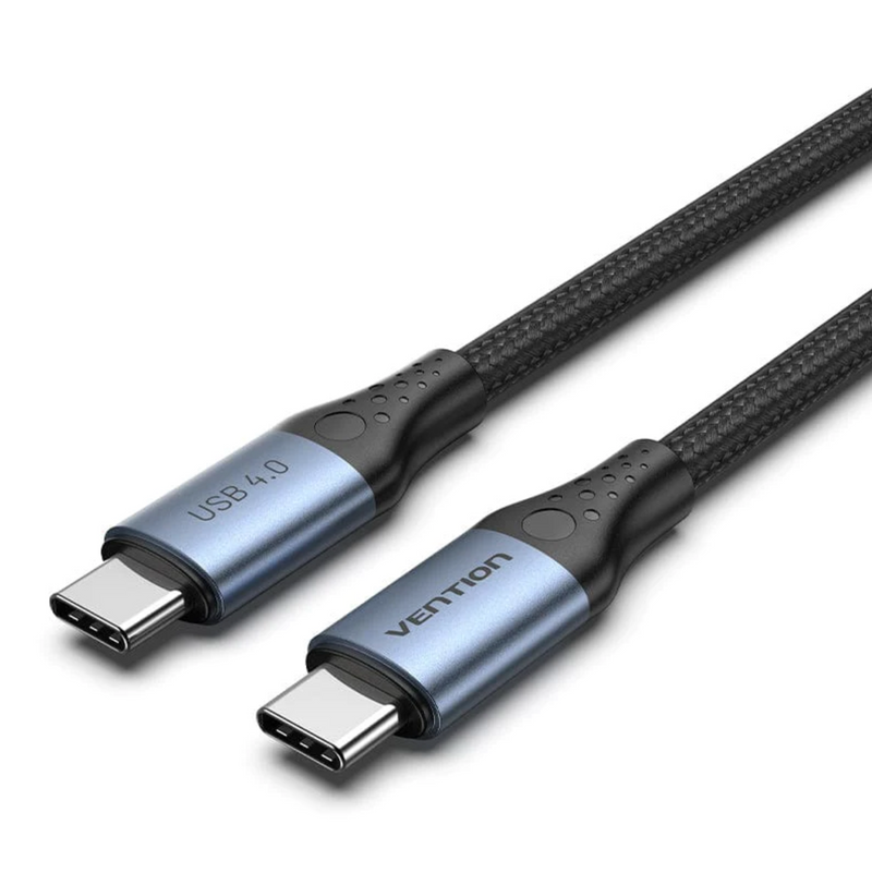 Vention Cotton Braided USB 4.0 C Male to C Male 5A Cable 1M Gray Aluminum Alloy Type
