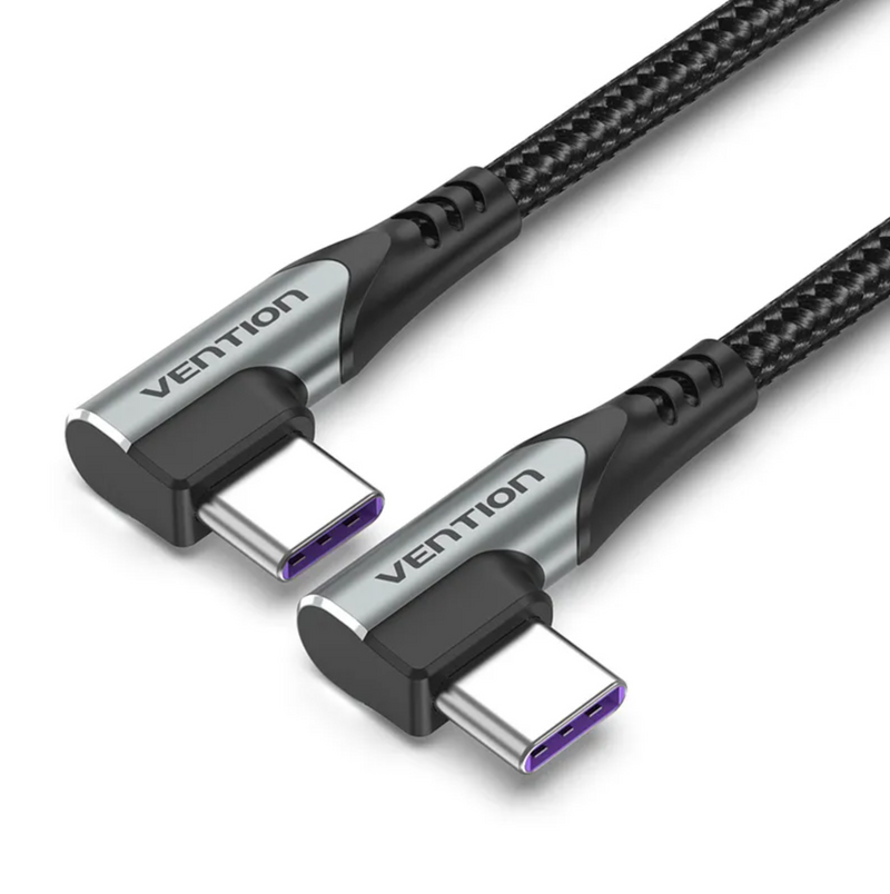 Vention USB 2.0 C Male to C Male Dual Right Angle 5A Cable 1M Gray Aluminum Alloy Type