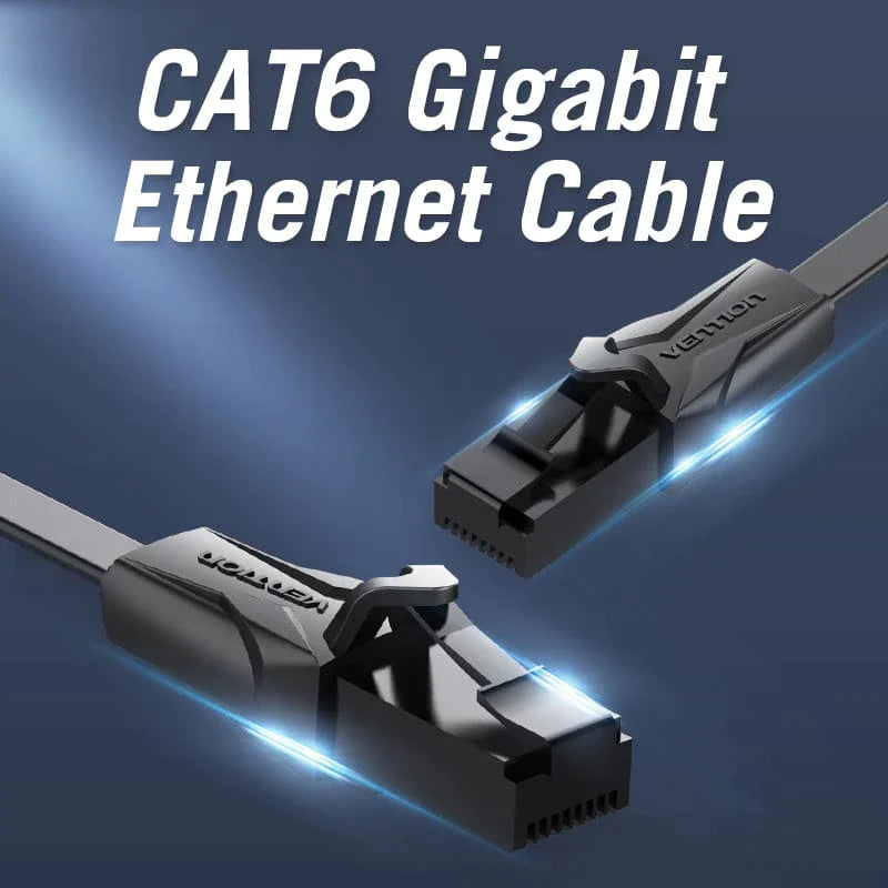 Vention Flat CAT6 UTP Patch Cord Cable 15M Black