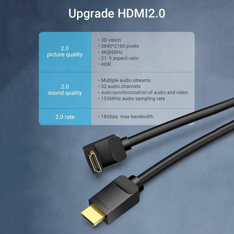Vention HDMI Right Angle Cable 270 Degree 2M Black