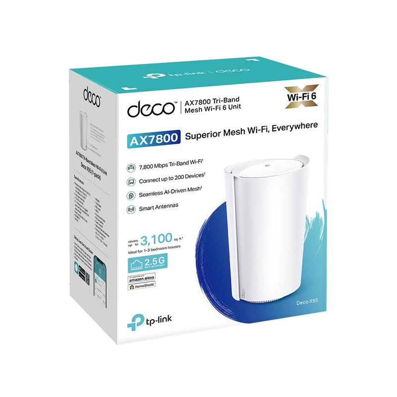 TP-Link Deco X95 AX7800 Tri-Band Mesh WiFi 6 System - 1 Pack