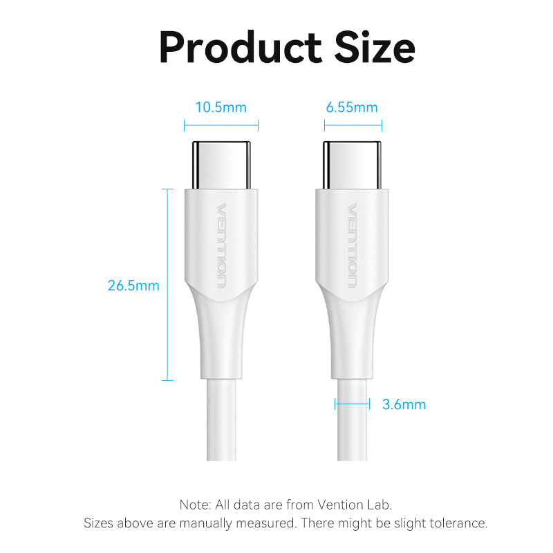 Vention USB 2 C Male to C Male 3A Cable 1M White