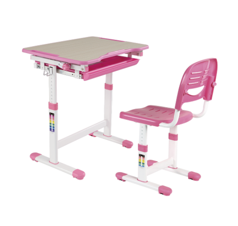 Bracom Ergonomical Height Adjust kids desk and chair set- Pink