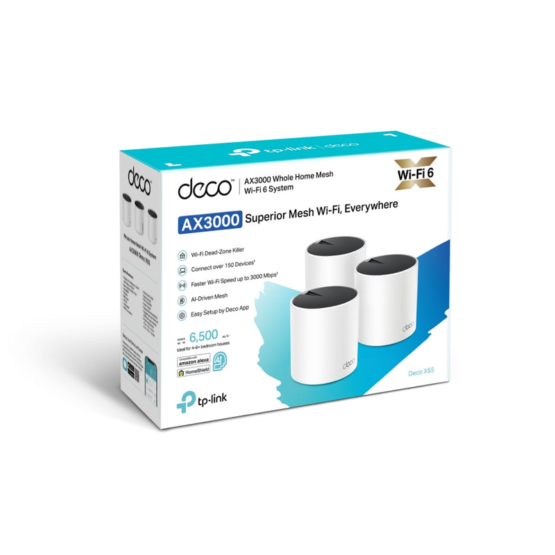 TP-Link AX3000 Whole Home Mesh WiFi 6 System Deco X55(3-pack)