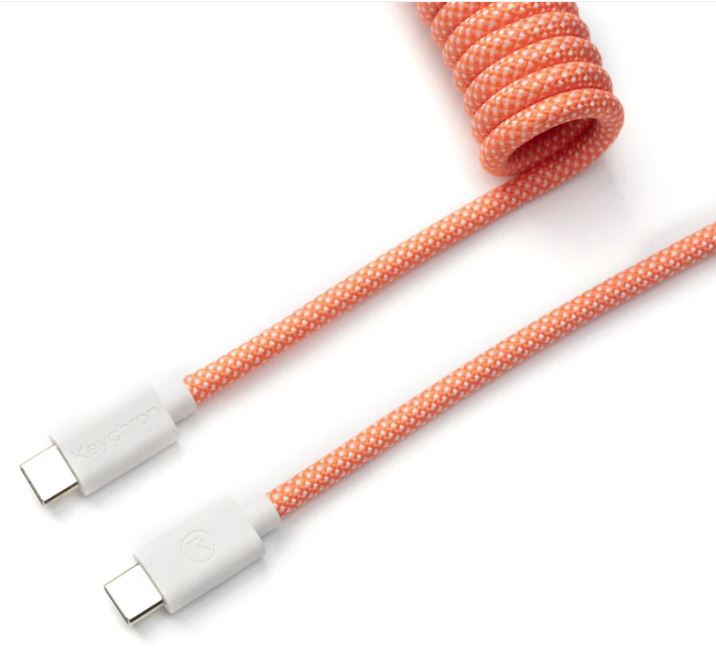 Keychron Pink Orange Coiled Straight Aviator Type-C Cable