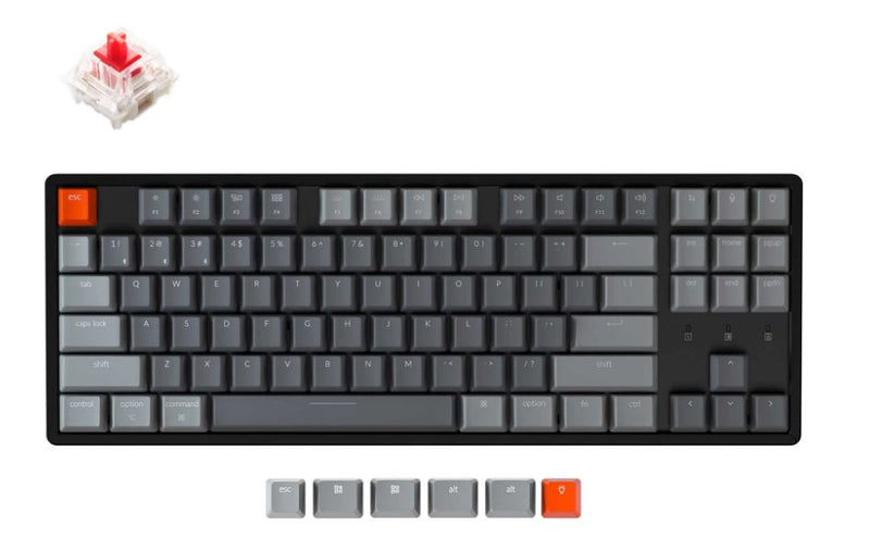 Keychron K8-B1, 80% TKL Layout 87 Keys, Red Switch, RGB, Gateron G Pro, Mechanical Wireless Keyboard
