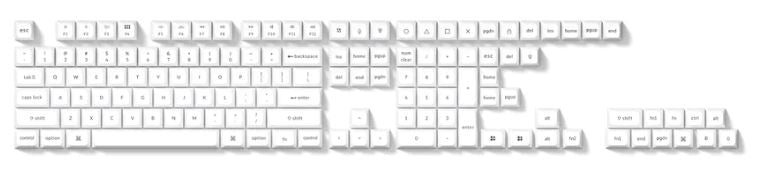Keychron Double Shot OSA PBT Keycap Full Keycap Set - Black Lettering on White Keys