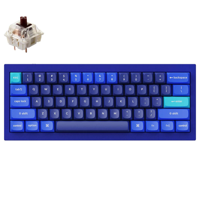 Keychron Q4-J3, 60% Layout 61 Keys, Brown Switch, RGB, Blue Frame, Hot-Swap, Gateron G Pro, Mechanical Wired Keyboard