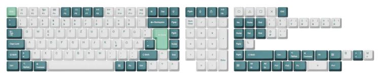 Keychron OEM Dye-Sub PBT Full Set Keycap Set - White Mint - DE-ISO