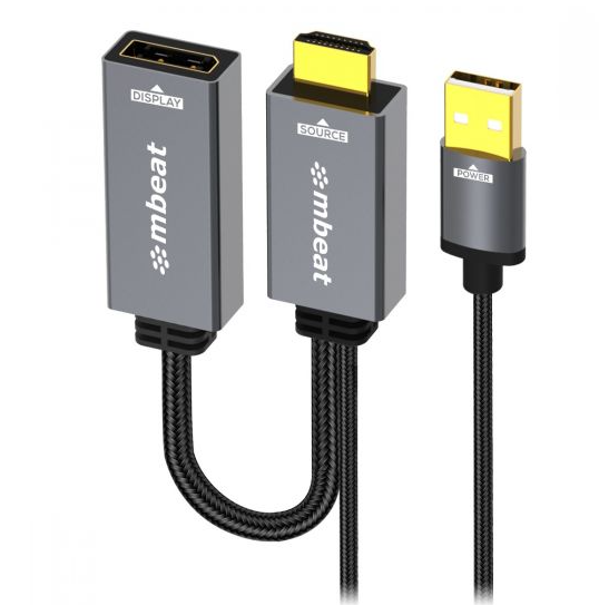 Mbeat ToughLink HDMI to DisplayPort Active Adapter with USB Power