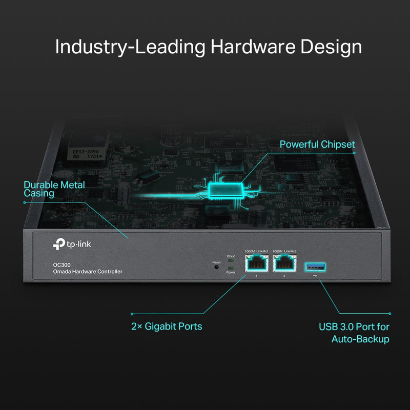 TP-Link Omada Hardware Controller PORT: 2× 10/100/1000 Mbps Ethernet Ports, 1× USB 3.0 Port