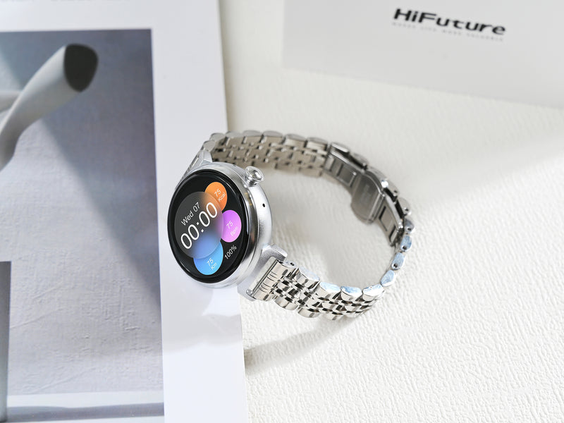 HiFuture Aura, outdoor bluetooth calling smartwatch, 1.04" AMOLED Display, Silver
