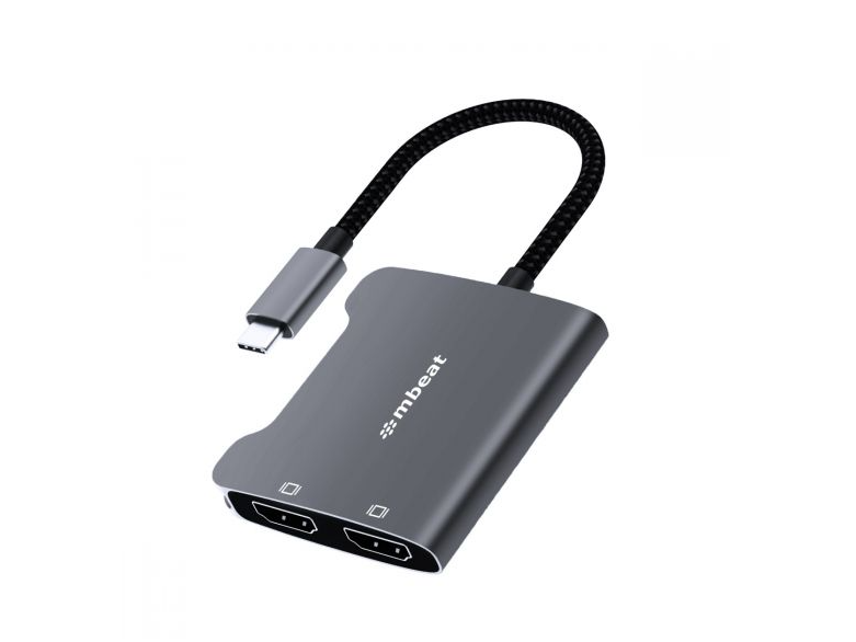 mbeat Tough Link USB-C to Dual 4K HDMI Adapter - Space Grey