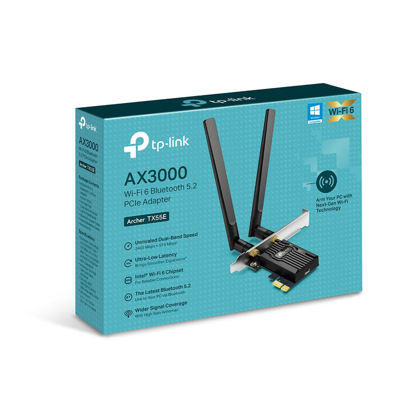 TP LINK Archer TX55E AX3000 Wi-Fi 6 Bluetooth 5.2 PCIe Adapter