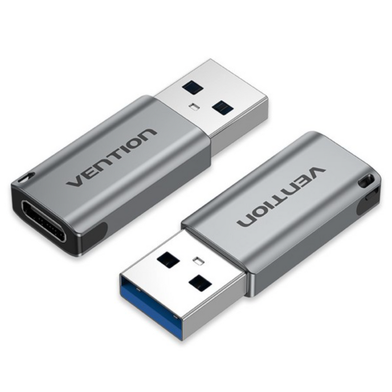Vention USB 3.0 Male to USB-C Female Adapter Gray Aluminium Alloy Type