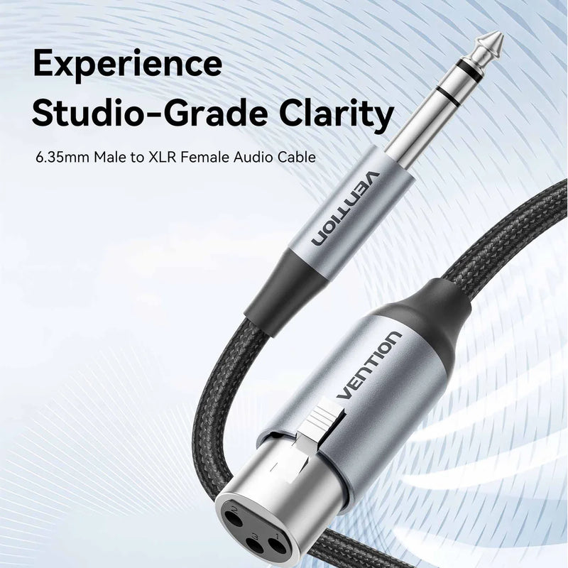 Vention 6.35mm TRS Male to XLR Female Audio Cable 3M Gray Aluminum Alloy Type
