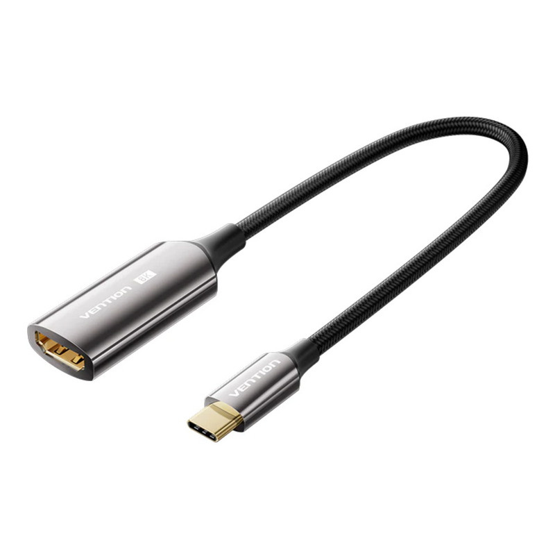 Vention Cotton Braided USB-C to HDMI 8K Converter 0.25M Black Zinc Alloy Type