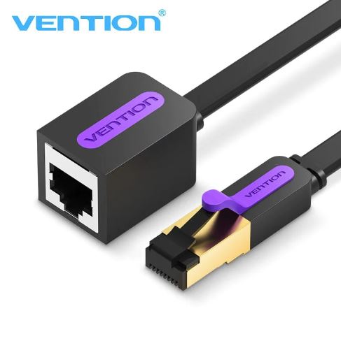 Vention Flat Cat.7 Extension Patch Cable 0.5M Black