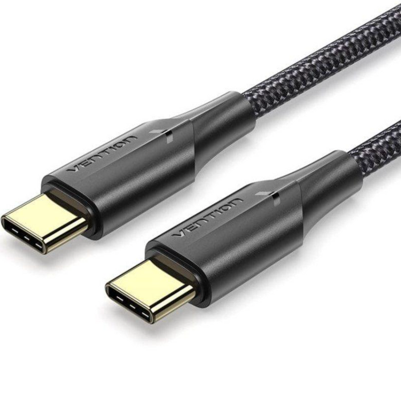 Vention Nylon Braided USB 2.0 C Male to C Male 3A Cable 2M Black LED Type