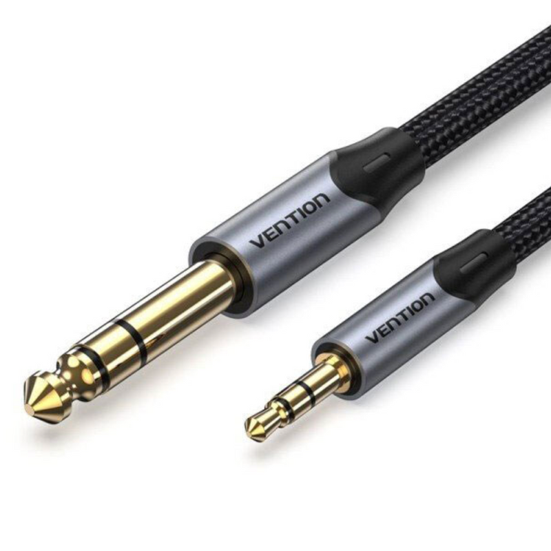 Vention Cotton Braided 3.5mm TRS Male to 6.35mm Male Audio Cable 2M Gray Aluminium Alloy Type