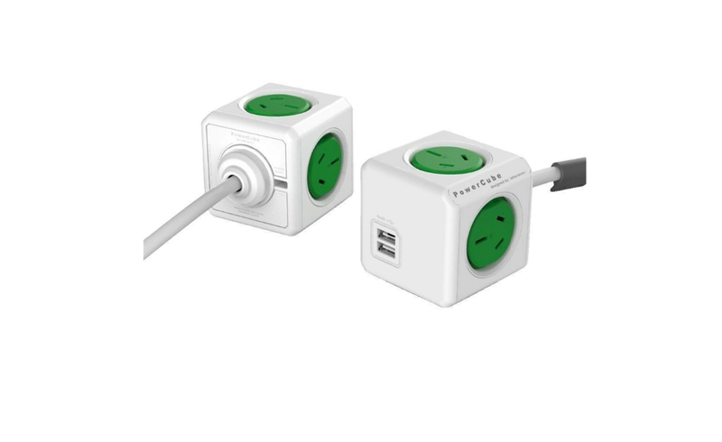 ALLOCACOC POWERCUBE Extended 4 Outlets with 2 USB 3M - Green