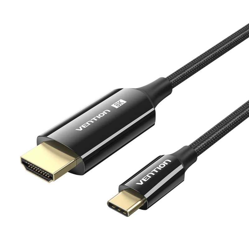 Vention Cotton Braided USB-C to HDMI-A 8K HD Cable 1.8M Black Zinc Alloy Type