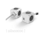 ALLOCACOC POWERCUBE Extended 4 Outlets with 2 USB, 3M - Grey
