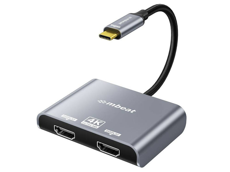 mbeat Tough Link USB-C to Dual 4K/60Hz HDMI MST Adapter - Space Grey