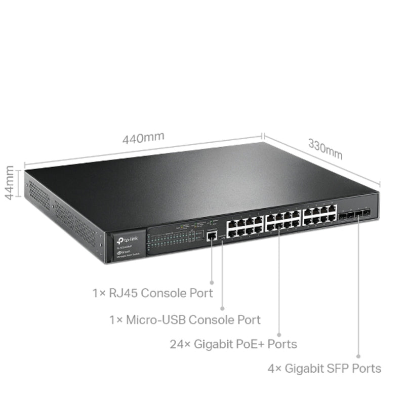 TP-Link JetStream 28-Port Gigabit L2+ Managed Switch with 24-Port PoE+