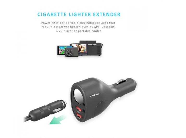 mbeat Gorilla Power Dual Port QC 3.0 Car Charger With Cigar Lighter Socket