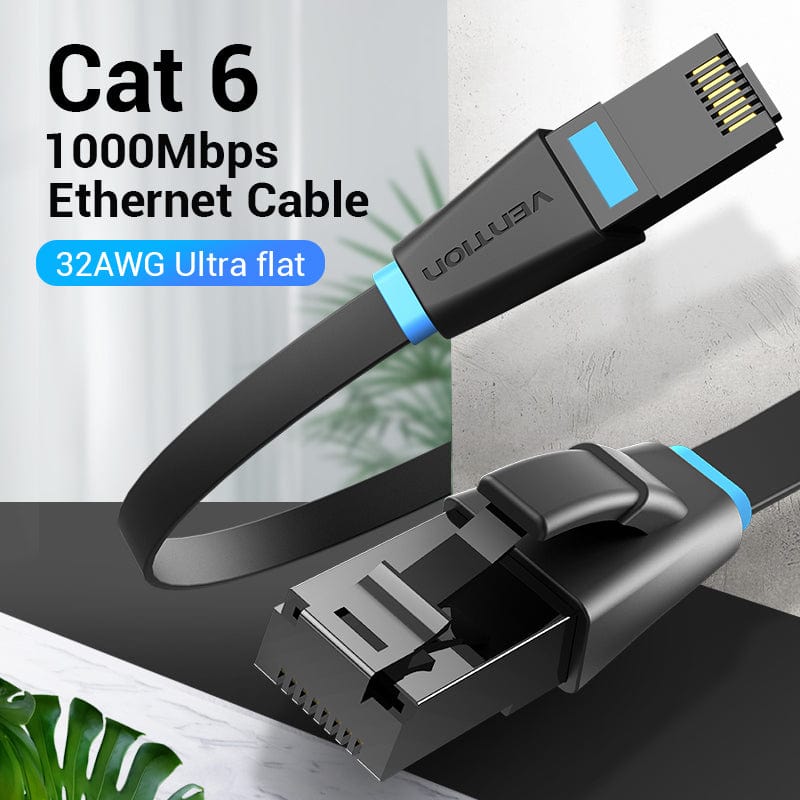 Vention Flat Cat.6 UTP Patch Cable 45M Black