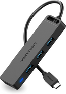 Vention Type-C to 4-Port USB 3.0 Hub with Power Delivery Black 1M ABS Type