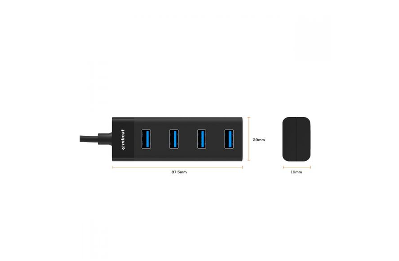 mbeat 4-Port USB3.0 Hub - Black