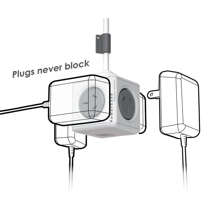 ALLOCACOC POWERCUBE Extended Outlets, 1.5M - Grey (0015)