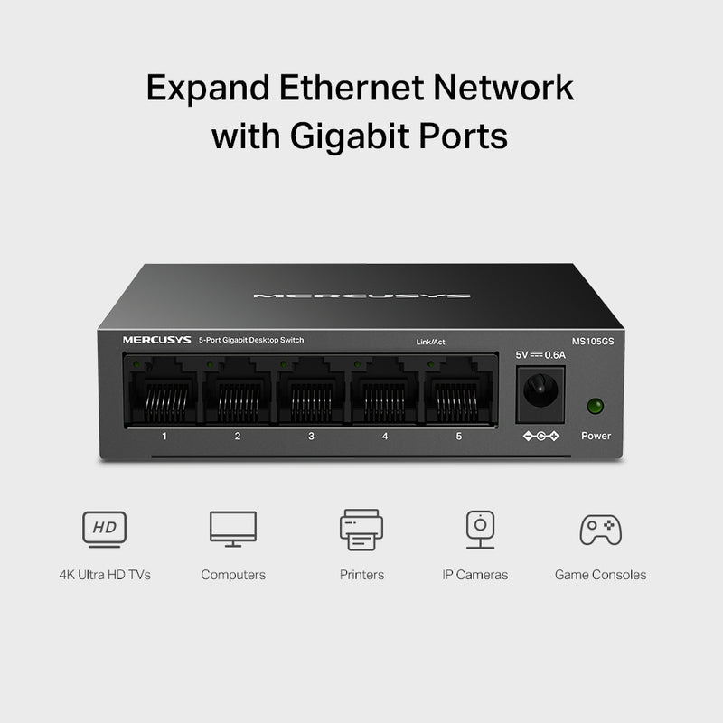 Mercusys MS105GS 5-Port Gigabit Desktop Switch