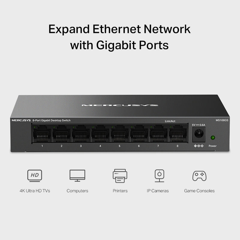 Mercusys MS108GS 8-Port Gigabit Desktop Switch