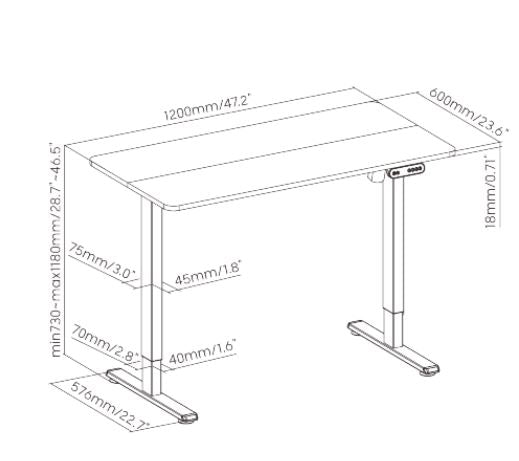 Bracom Affordable Compact Electric Single-Motor Sit-Stand Desk - White