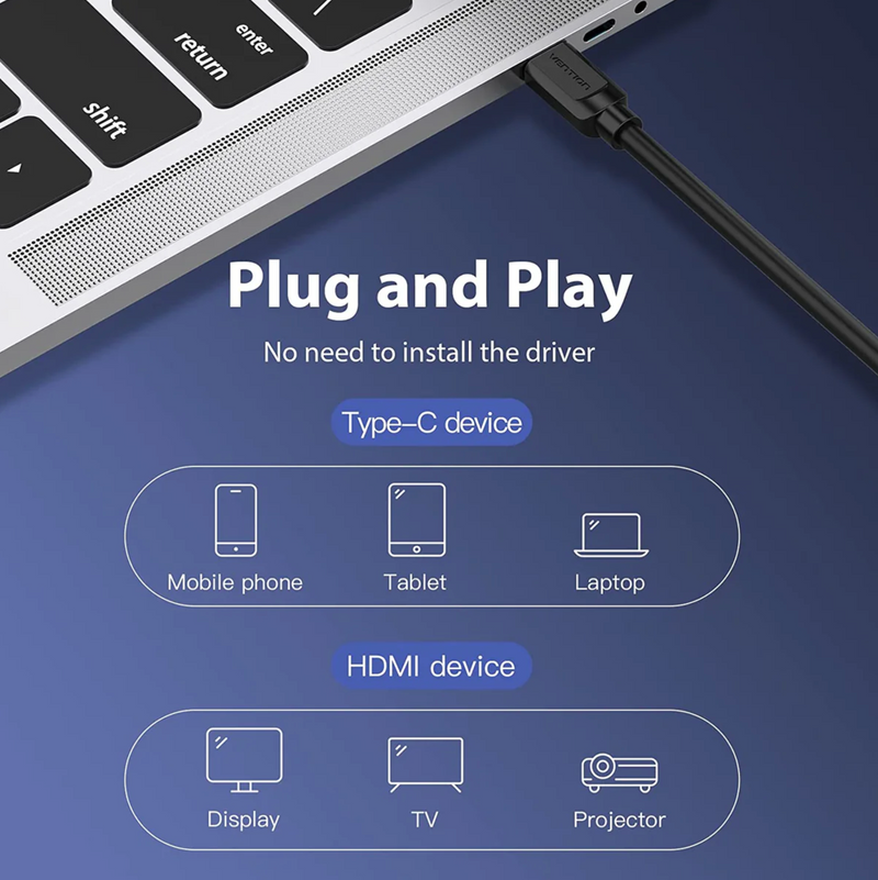 Vention Type-C to HDMI Cable 2M Black