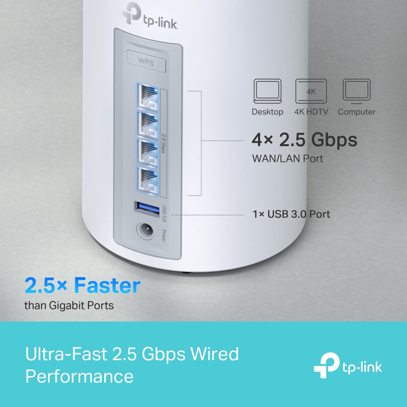 TP-Link Deco BE65, BE1100, Wi-Fi 7 Whole-Home Mesh System - 2 Pack