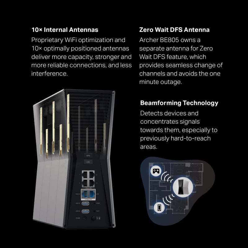 TP-Link Archer BE805 BE19000 Tri-Band Wi-Fi 7 Router
