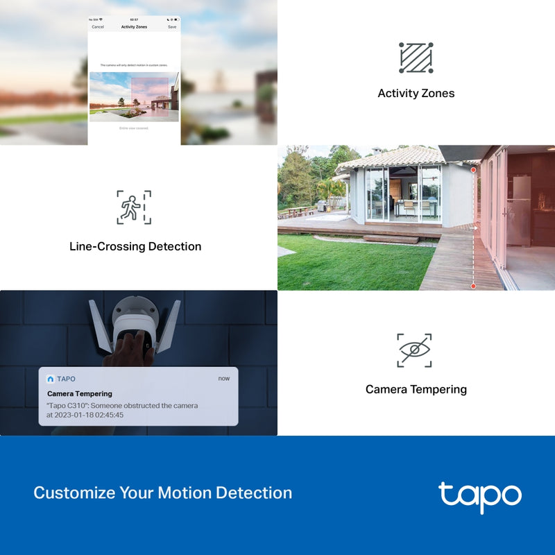TP-Link Tapo C310P2 Outdoor Security Wi-Fi Camera, 3MP, Power : AC Adapter - 2 Pack