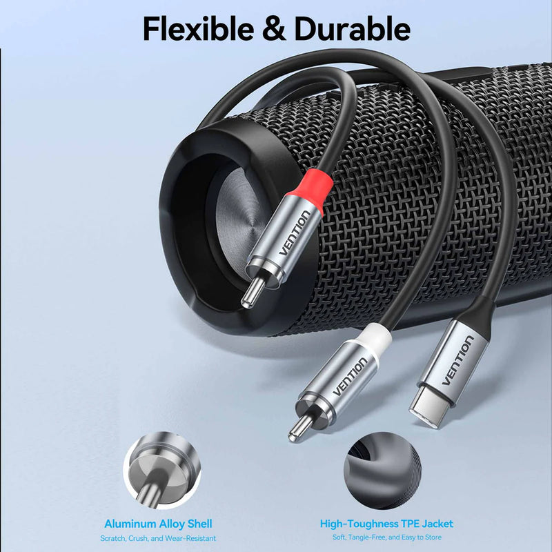 Vention USB-C Male to 2RCA Male with DAC Audio Cable 1M Gray