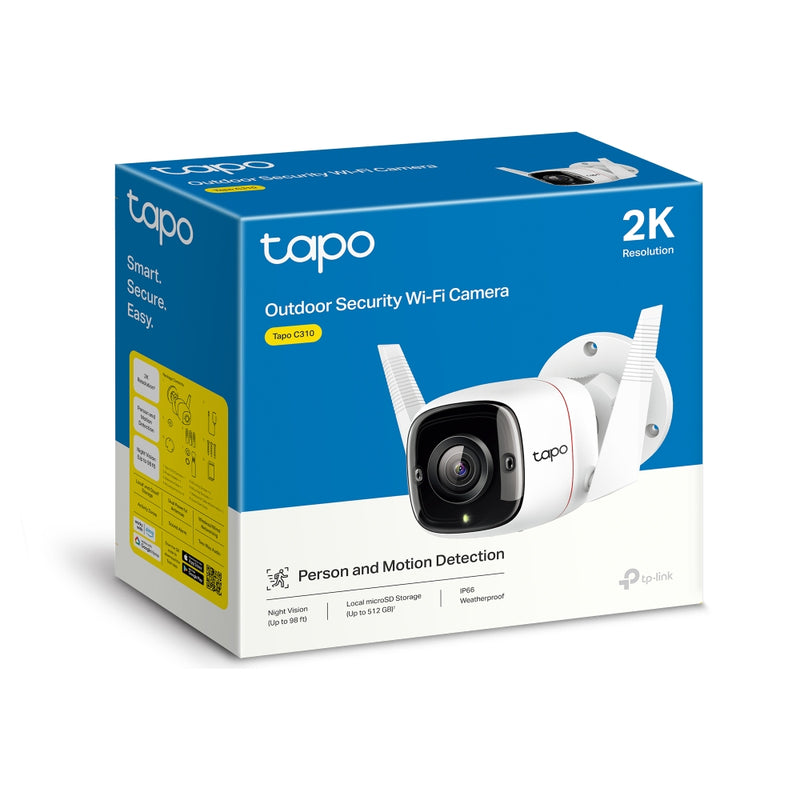 TP-Link Tapo C310P2 Outdoor Security Wi-Fi Camera, 3MP, Power : AC Adapter - 2 Pack