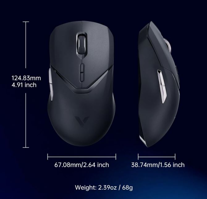 Rapoo VT9Pro Wired/Wireless Gaming Mouse, PAW 3398 Sensor, 26000 DPI, 1ms Resp Time, Lightweight, 10 Prog Buttons, Black