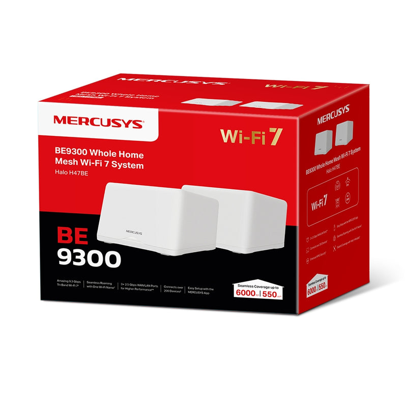 Mercusys Halo H47BE, BE9300 Whole Home Mesh Wi-Fi 7 System - 2 Pack