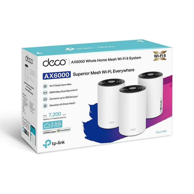 TP-Link Deco X80 Dual-Band Mesh WiFi 6 System - 3 Pack